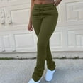 thumbnail image 2 of cFmduc Women's Casual Stacked Sweatpants High Waisted Drawstring Workout Ruched Leggings Bell Bottom Flare Pants, 2 of 5
