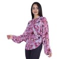 thumbnail image 2 of Moomaya Chemise Boutonnée Imprimée pour Femmes Col Mandarin Manches Longues Haut d'Été, 2 of 7