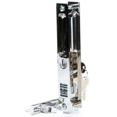 Sliding Door Flush Mount Handle Set with Key Cylinder | Keyed Chrome Flush Mount Sliding Glass Door Handle Set 6-5/8" Screw Holes with 4 Hook Assortment (DL-503-C-K)