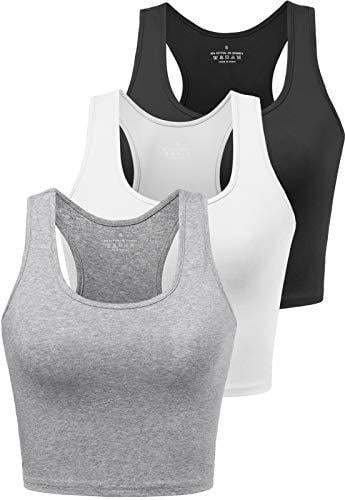 Porvike Crop Workout Tank Tops for Women Cropped Yoga Tops Racerback Running Sports Tanks Athletic Sleeveless Gym Shirts Pack
