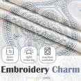 thumbnail image 3 of Linen Valance Curtain 18 Inch Length Medallion Damask Embroidered Kitchen Small Drapes for Windows Double Layer Valance for Living Room Farmhouse Rustic Curtain Rod Pocket 1 Panel Blue, 3 of 8