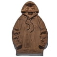 thumbnail image 6 of JUUYY Mens Fuzzy Fleece Hoodies Pullover Soft Hoodie Fall Winter Warm Long Sleeve Hooded Sweatshirt with Drawstring Khaki XXL, 6 of 8