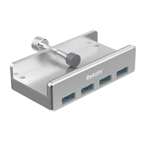 Hub USB 3.0 Rekidm Aluminio 4 Puertos con Abrazadera Ajustable