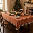 thumbnail image 6 of Christmas Plaid Tablecloth, Classic Tartan Checkered Table Cover with Elegant Drape Wrinkle Resistant Design and Reusable Holiday Style, Christmas Dinner Party Dining Table Restaurant Home Decor, 6 of 7