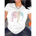 thumbnail image 1 of Creative Colorful Abstract Elephant Pattern Printed Women'S Fashion Trendy Round Neck Short Sleeve, Simple Casual Sports T-Shirt, Comfortable Summer Top for Holidays., 1 of 6