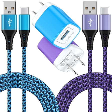 Type C Charger Block,with 2PACK Android Charger Fast Charging Cable 6ft 5V/1A HopePow Usb Charger Block Wall Adapter Plug Brick Phone Chargers for Android Phone Type C