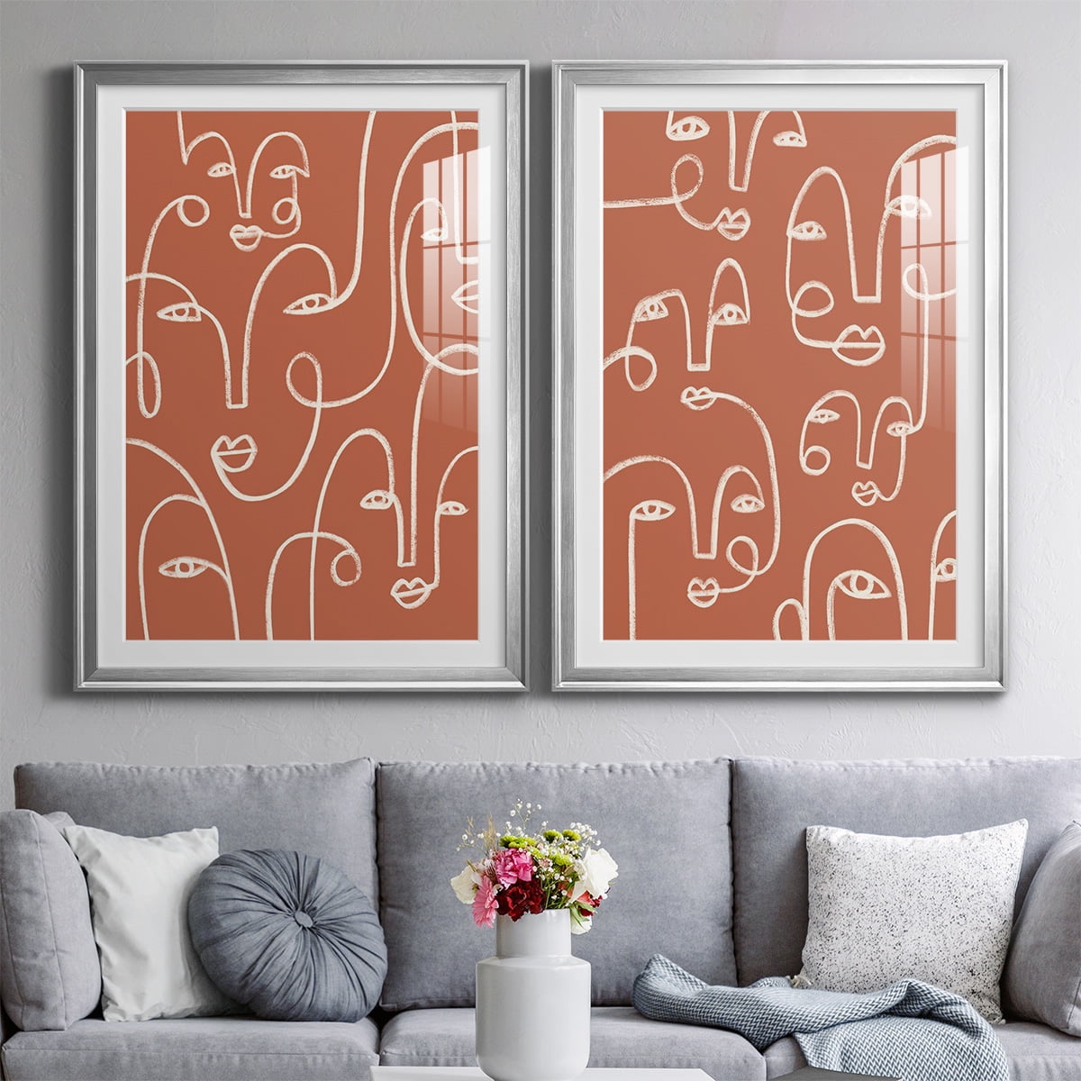Wexford Home Connected Expressions I Premium Framed Print, 22.5" x 30.5" - Ready to Hang, Silver (Set of 2)