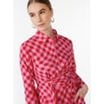 thumbnail image 3 of Scoop Women's Side Knot Poplin Midi Shirt Dress with Long Sleeves, Sizes XS-XXL, 3 of 4