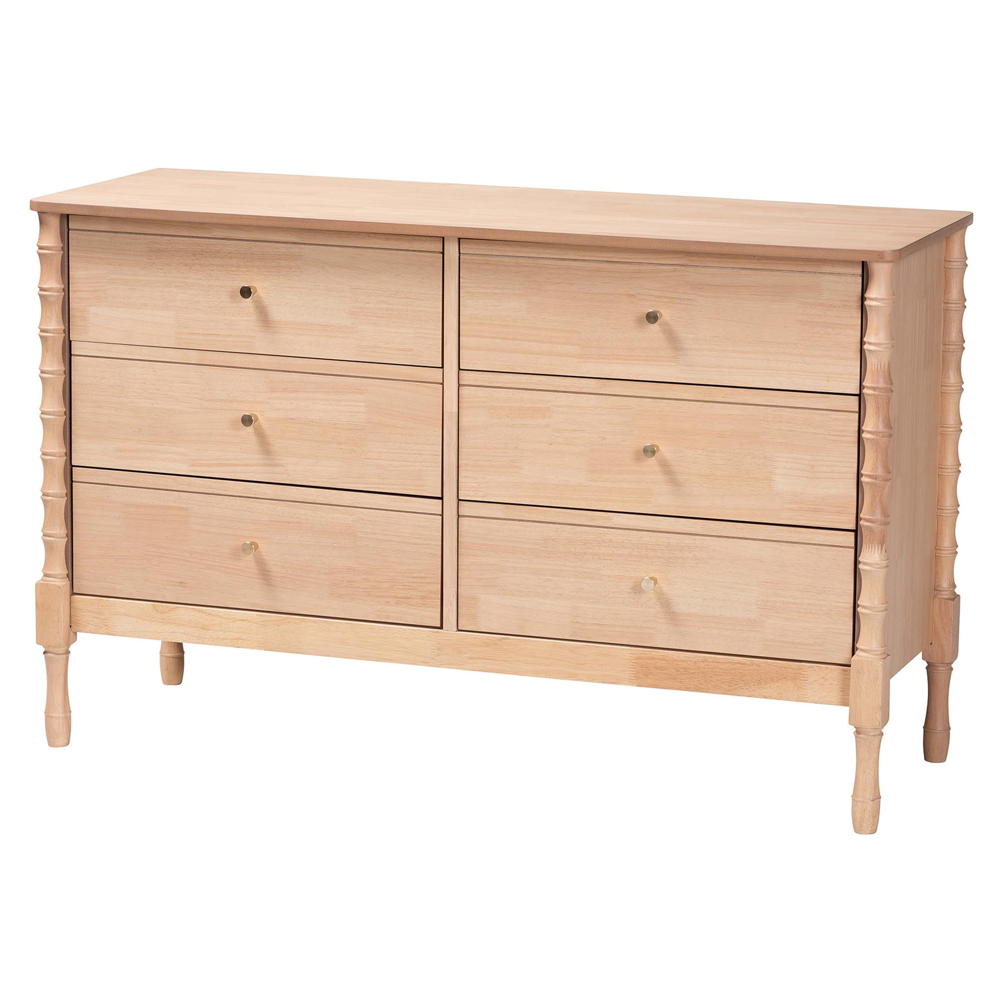 Baxton Studio Laurent Mid-Century Bedroom Set, 5-Piece, Queen, Beech Brown
