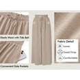 thumbnail image 4 of MODERN GOOSE Women's Wide Leg Palazzo Pants, Drawstring Waist, Pockets, Wheat, XL, 4 of 14