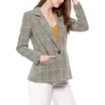 thumbnail image 5 of INSPIRE CHIC Women's Back to School Blazers Notched Lapel Long Sleeve One Button Plaid Blazer Black S, 5 of 8