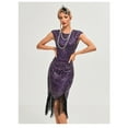 thumbnail image 3 of 30S Flapper Dresses 1920s Vintage Dress Summer Fringe Beaded Great Gatsby Party Cocktail Prom Tassels Sequin Size S-3XL,purple,XL, 3 of 11