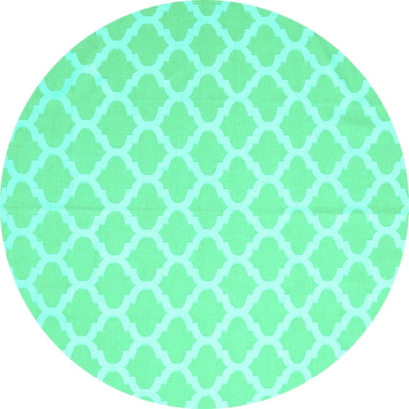 Ahgly Company Indoor Round Trellis Turquoise Blue Modern Area Rugs, 3' Round