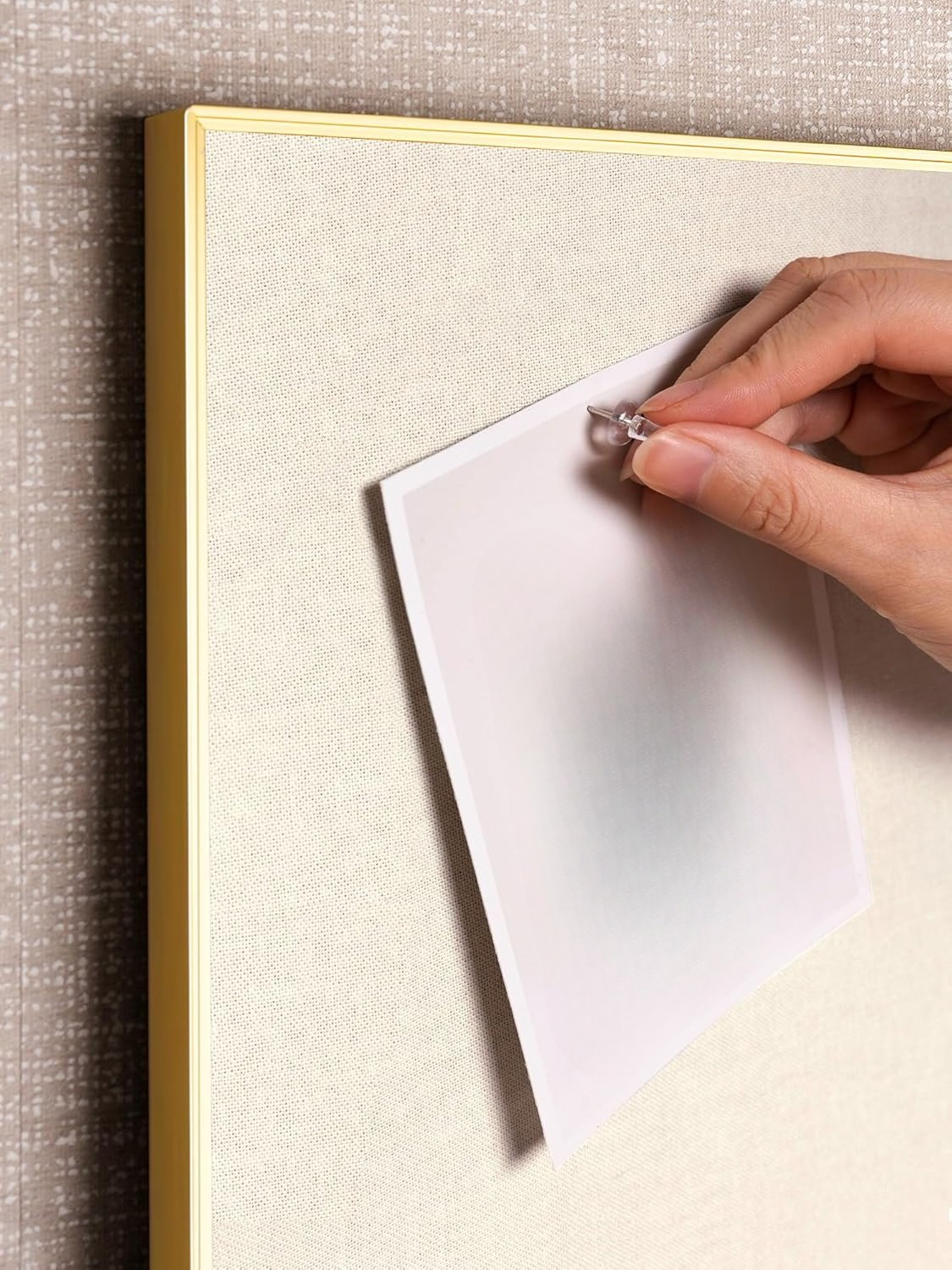 Bulletin Board 30 x 20 inches, Gold Aluminum Frame, Fabric Cork Board, with 10 Push Pins