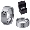 thumbnail image 4 of Tungsten Flower Lotus Heart in Hands Band Ring 8mm Men Women Comfort Fit Gray Flat Cut Brushed Polished, 4 of 4