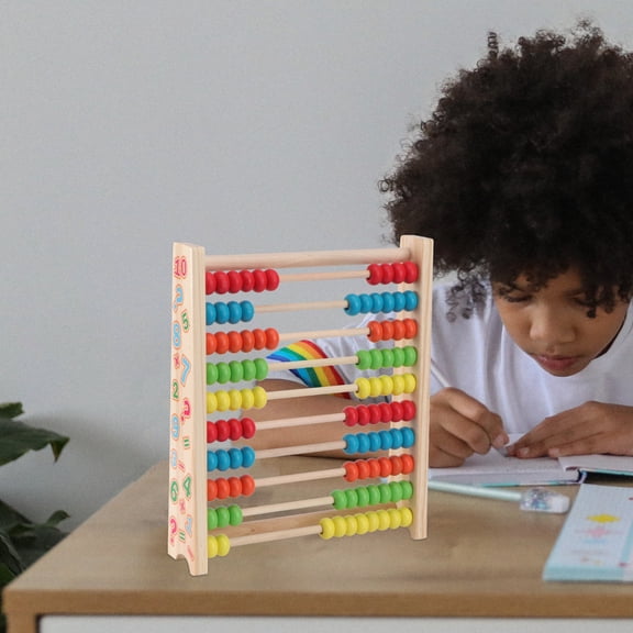 RENACLIPY Chinese Abacus for Kids Education Math Toy Wood Design for Home Learning 1Pack