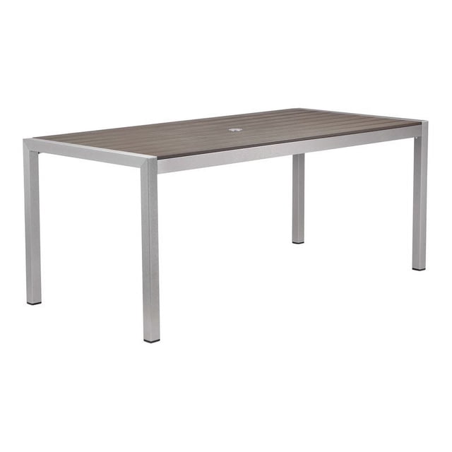 Pangea Home David 71" Modern Aluminum Patio Dining Table in Gray