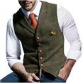 thumbnail image 2 of Men Lattice Turndown Single-breasted Slim Fit Vest Suit Business WaistcoatM, 2 of 3