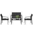 thumbnail image 1 of Ensemble de Mobilier de Patio 4 Pcs avec Causeuse à Assise Profonde, 2 Fauteuils et Table Basse en Verre, Ensemble de Conversation Extérieur en Maille Résistante aux Intempéries et Cadre en Acier pour Cour Arrière, Terrasse, Balcon, Noir, 1 of 7