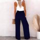 thumbnail image 4 of Pantalones anchos casuales, elásticos, de lino y algodón de color sólido para mujer de primavera y verano de estilo europeo y americano., 4 of 6