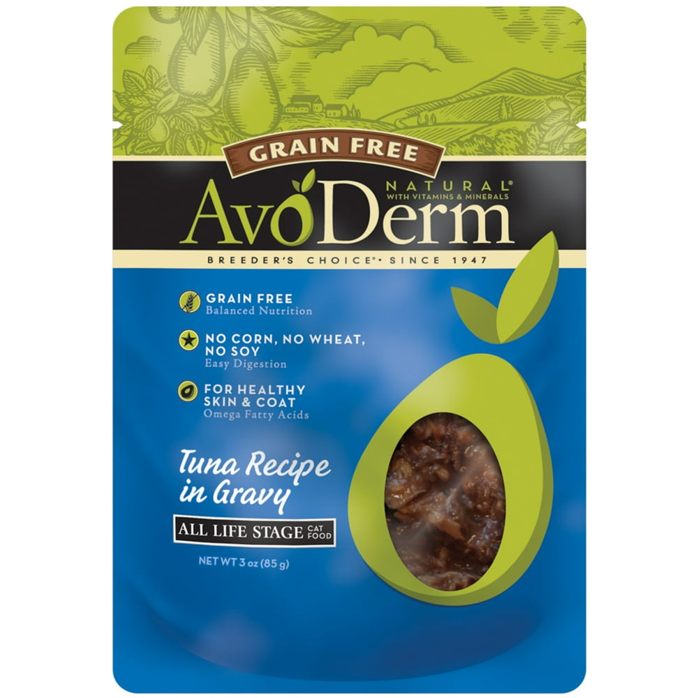 AvoDerm Tuna in Gravy Natural Grain Free Wet Cat Food, 3.0 Oz. Pouch