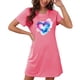 thumbnail image 4 of Camisón corto de talla grande para mujer, camisón de manga corta con estampado de pecho a la moda, camisón para mujer, 4 of 7