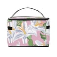 thumbnail image 3 of Yiaed Lilies Flowers Print Makeup Bag Travel Cosmetic Bags for Women Girls Zipper Pouch Makeup Organizer, 3 of 4