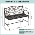 thumbnail image 3 of CBJCBJ 42" Waterproof Outdoor Bench ,Indoor Entryway Stools with Metal Rose Design, for Gardens/ Lawns,Black, 3 of 8