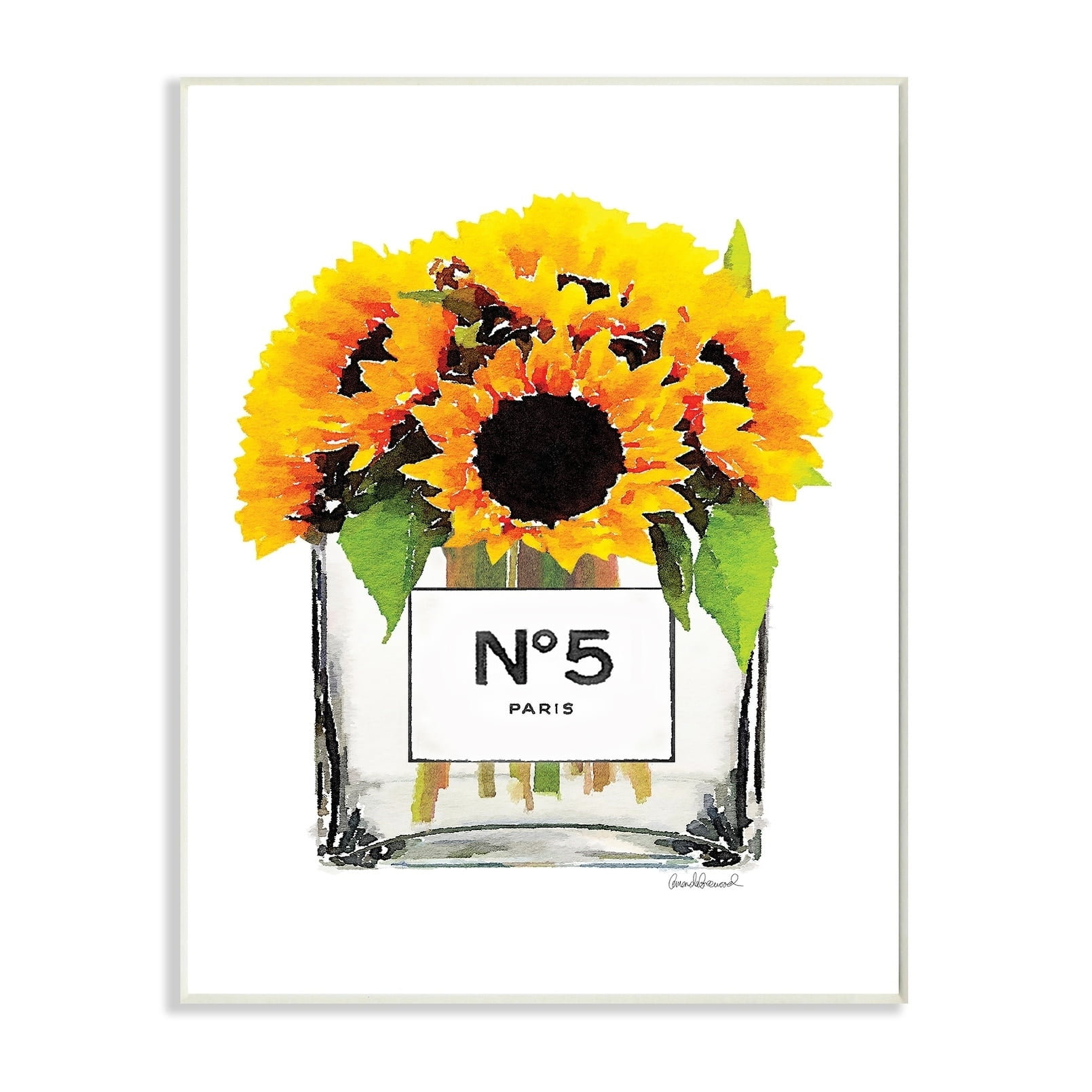 The Stupell Home Decor Collection Perfume Bottle Vase with Yellow Sunflowers Oversized Wall Plaque Art, 12.5 x 0.5 x 18.5