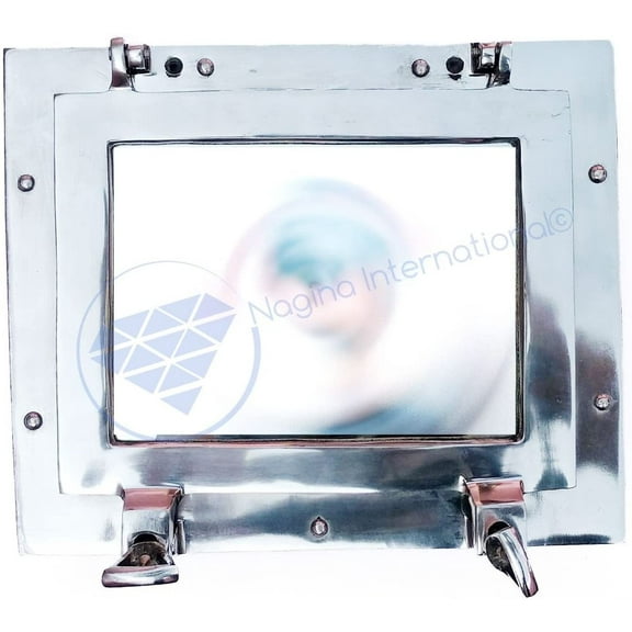 Nagina International Rectangular Aluminum Porthole Mirror | Metal Home Decor | Wall Mirror