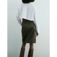 thumbnail image 4 of Arvbitana Women's Solid Color Crop Shirt Long Sleeve Turn-down Collar Button Show Navel T-shirt with Pockets Ladies Slim Fit Tops for Streetwear, 4 of 5
