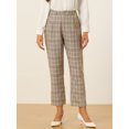 thumbnail image 3 of Pantalones de tobillo de trabajo de oficina Allegra K a cuadros de mujer Caqui XS, 3 of 5