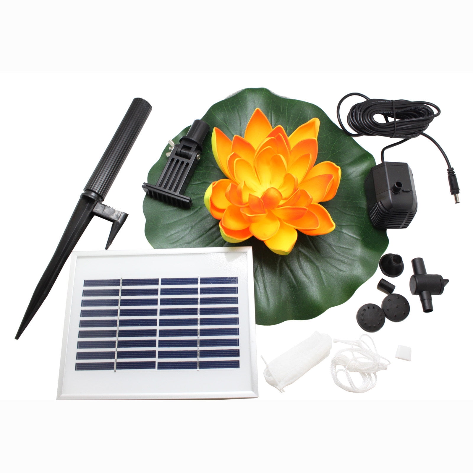 ASC Solar Powered Water Floating Lotus Fountain with Water Pump Three Colors by ASC