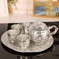 thumbnail image 4 of Juego de té blanco plateado, cuatro tazas por plato, una tetera pequeña, taza de té Kung Fu, estilo de alta gama, 4 of 6
