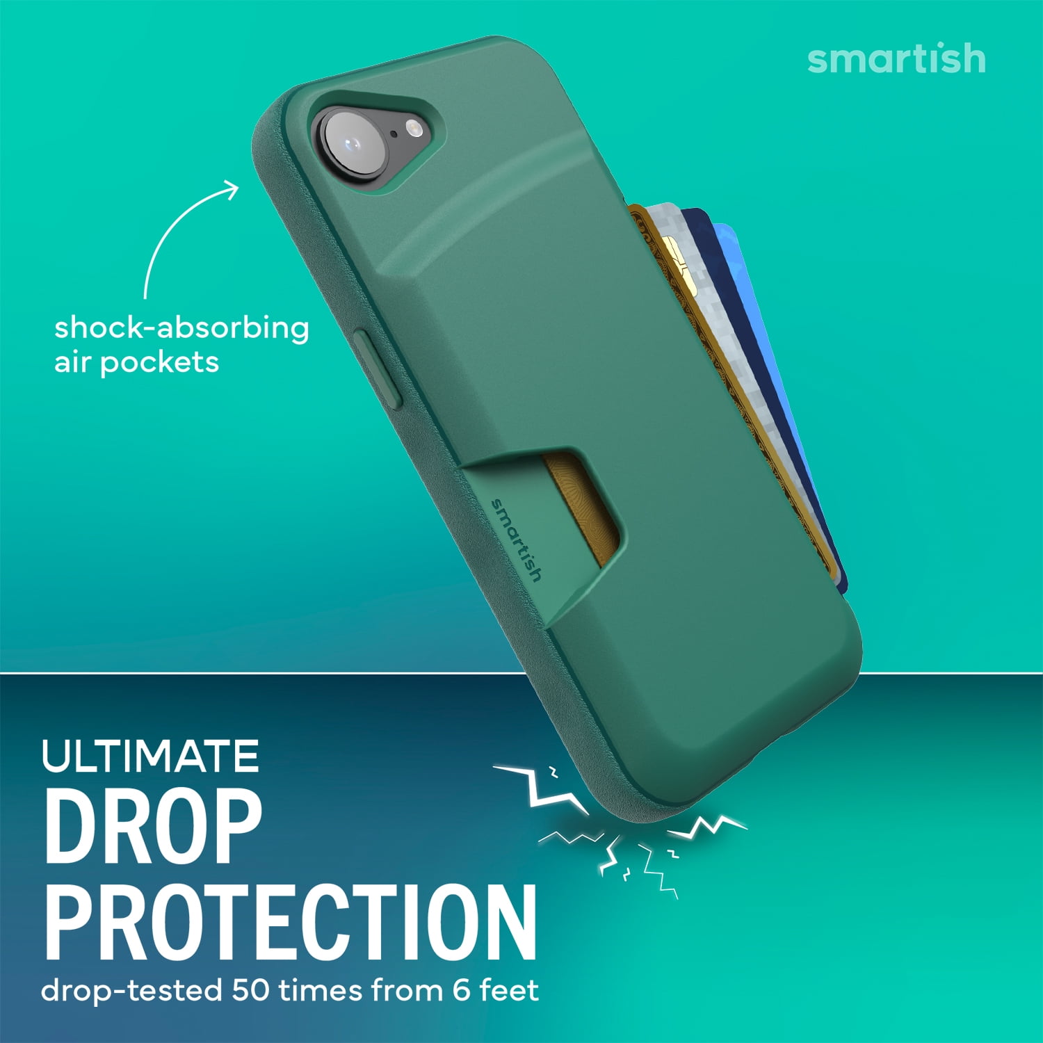 Smartish iPhone 17e/16e Wallet Case - Wallet Slayer Vol 1 - Slim Card Holder - Jade