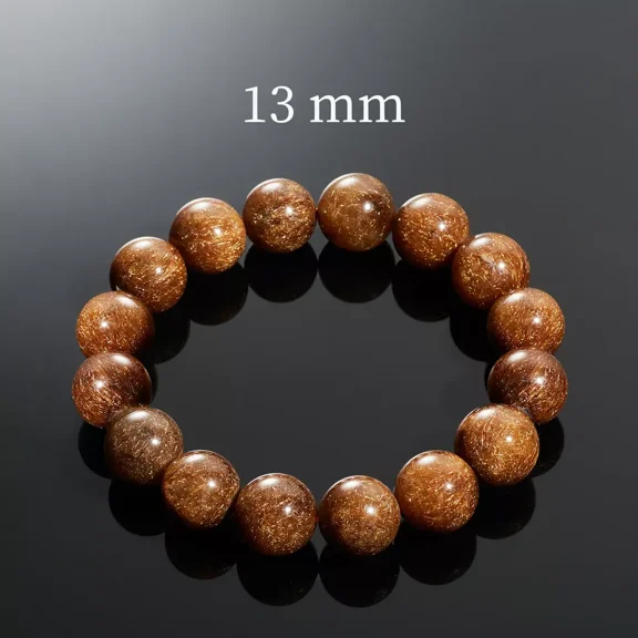 Flyshop Jewelry Natural Copper Rutilated Quartz Crystal Bracelet, Premium Level (Bead Dia. 13mm)
