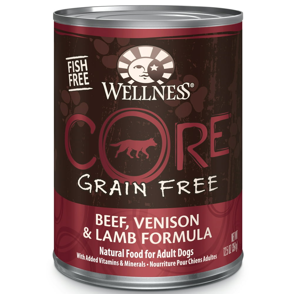 Wellness CORE Natural Wet Grain Free Canned Dog Food, Beef, Venison