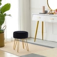 thumbnail image 5 of Duhome Velvet Upholstered Vanity Stool Small Round Accent Stool with Gold Hairpin Legs, Black, 5 of 7