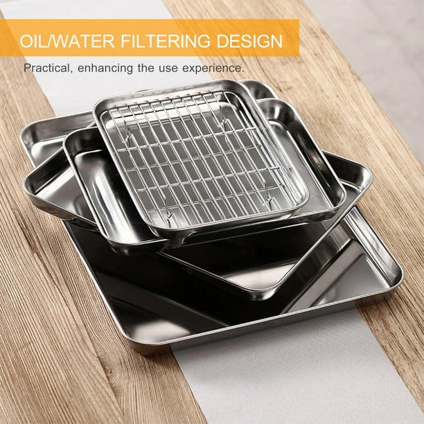 Mesh Oven Tray, Stainless Steel Rectangular Flat Bottom Tray Mesh