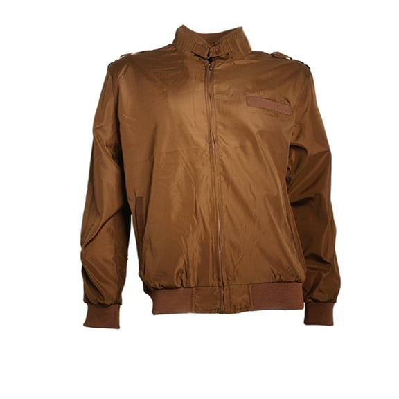 Men's Jacket Athletic Lightweight Water Resistant Full-Zip Slim Fit Racer Coat, Brown, 3XL