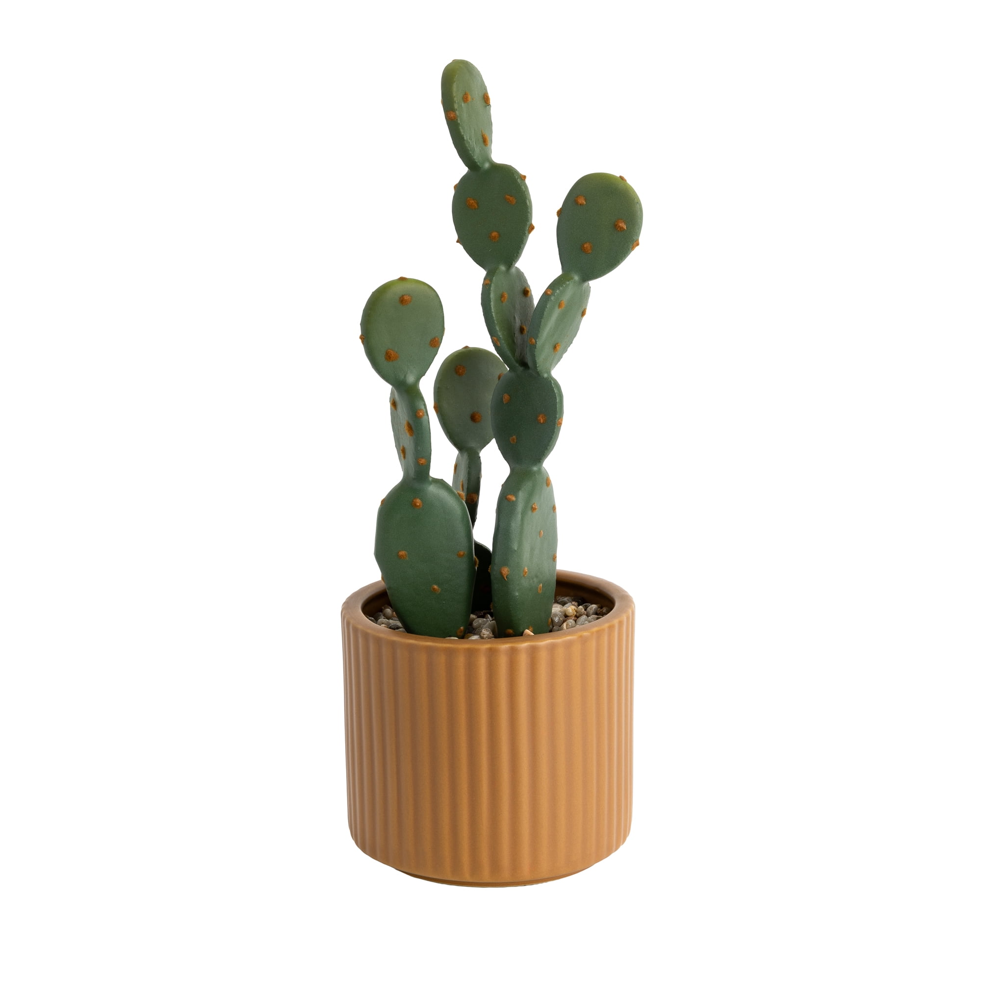 Mainstays 12-Inch Artificial Cactus in Ribbed Brown Ceramic Pot