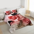 thumbnail image 3 of Homewish Valentine'S Day Rose Queen Comforter Set,Boho Rustic Butterflies Bedding Sets,Pink Flower Floral Bedding Comforter Set For Men Women,Luxury Bedroom Decor Reversible,3 Pieces, 3 of 8