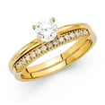 thumbnail image 2 of 14k Solid White Italian Gold 1.0 ct CZ Half Eternity Wedding Ring Set, 2 of 2