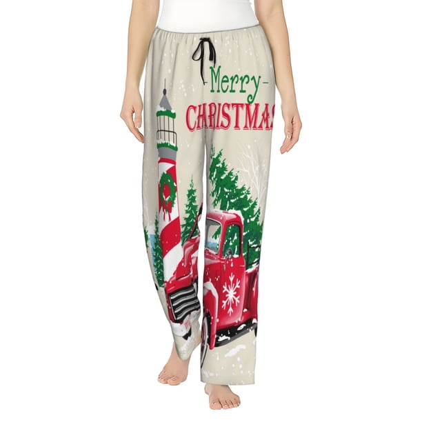 Balery Merry Christmas 1 Pantalones de pijama para mujer, pijamas ultraligeros, pantalones de estar por casa-Medium