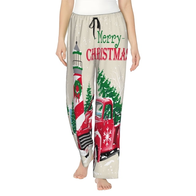 Balery Merry Christmas 1 Pantalones de pijama para mujer, pijamas ultraligeros, pantalones de estar por casa-Large