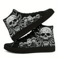 thumbnail image 2 of Coolcustomize Womens Gothic Skull & Crossbones High-Top Sneakers - Black & White Lace-Up Mid-Top Trainers, Round Toe Casual Shoes with Durable Rubber Sole, Ladies Sneakers, Streetwear Footwear Lovers, 2 of 9