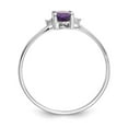 thumbnail image 2 of 14K White Gold Ring Band with Stones (02) February Amethyst Oval Purple Diamond Round, Size 9, 2 of 5