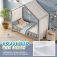 thumbnail image 4 of Euroco House Floor Bed with High Railings, Twin Size Kids' Bed with Canopy, Grey, 4 of 12