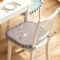 thumbnail image 4 of Embroidered Lace Edge Dining Chair Seat Cushion Light Gray Breathable Polyester Anti- Tie-on Kitchen Chair Pad, 4 of 5