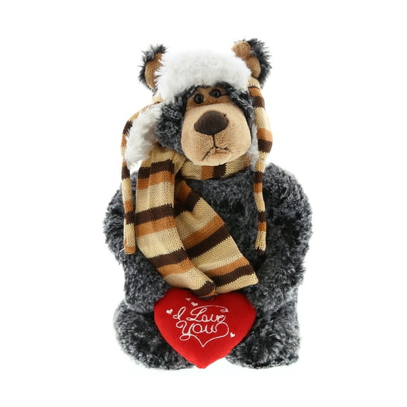Super Soft Plush Dollibu Standing Black Bear with Clothes I Love You Valentines Plush